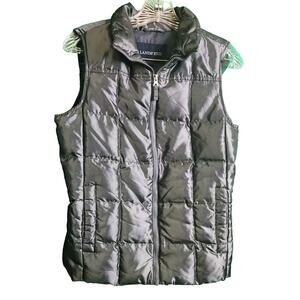 Lands’ End Women’s XS Dark Silver Down Filled Puffer Vest Winter Ski Hiking